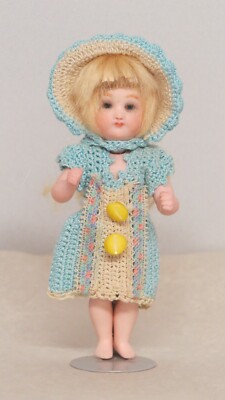 GIGI Kestner Reproduktion Mignonnette Puppe Repro 10 cm Bisque Blond Mohair