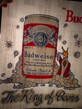 BUD BUDWEISER KING of BEERS VINTAGE 1970's IRON ON TRANSFER -NICE, B-11