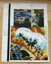 SPIDER-MAN #14 original  comic ART COLOR GUIDE HALF SPLASH GRAY HULK faces BEAST