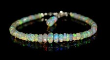 Natural Ethiopian Wello Fire Opal Gemstone Fire Faceted Beads 7.5"Bracelet F1142