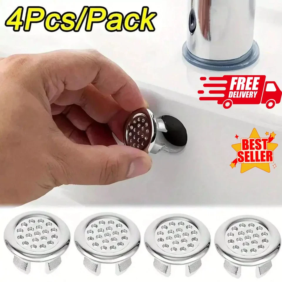 4pcs Bathroom Basin Ceramic Sink Open Hole Overflow Cover Chromed Trim - Image 3 of 4