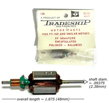 1960s Vtg. TRADESHIP USA 1/24 Slot Car 8V ARMATURE FT-16D POLISHED BALANCED #128