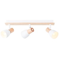 Brilliant Daintree Spotbalken 3Flg Weiß/Natur, Metall/Holz, 3X D45, E14, 28 W