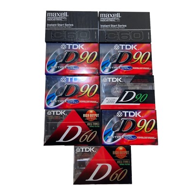 TDK D60 D90 Maxell C60 PI Cassette Audio  High Output IECI/Type I Tapes Lot of 9