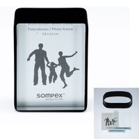 Bilderrahmen Fotorahmen Schwarz Fotoaufsteller 3D Doppelglas Glas Silikonband