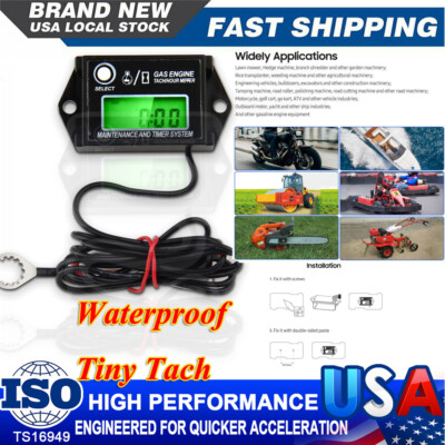 Small Engine Tachometer Hour Meter: Digital Inductive Waterproof Tiny Tach Meter