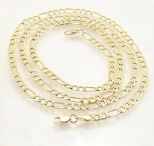 3.8mm Semi-Solid Lite Royal Figaro Chain Necklace Real 10K Yellow Gold