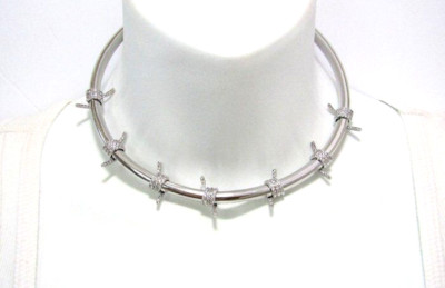 Designer Fallon Barbed Wire Crystal Choker Necklace EDGY SEXY