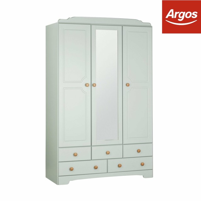 Argos Home Nordic 3 Door 5 Drawer Mirror Wardrobe Grey Pine For Sale Online Ebay