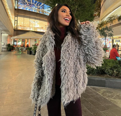 Zara Fuzzy Knit Cardigan Jacket Fur Mink Grey Brown Size S M L