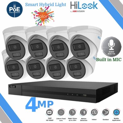 HIKVISION 8MP POE CCTV SYSTEM IP UHD NVR 4MP 24/7 COLORVU AUDIO MIC KAMERA KIT