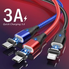 Magnetic for TypeC Micro USB iOS Fast Charger Sync Charging Phone LED Data Cable