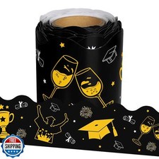 Leezead 32.8 Feet Graduation Bulletin Board Border, Black Gold Congrats Grad