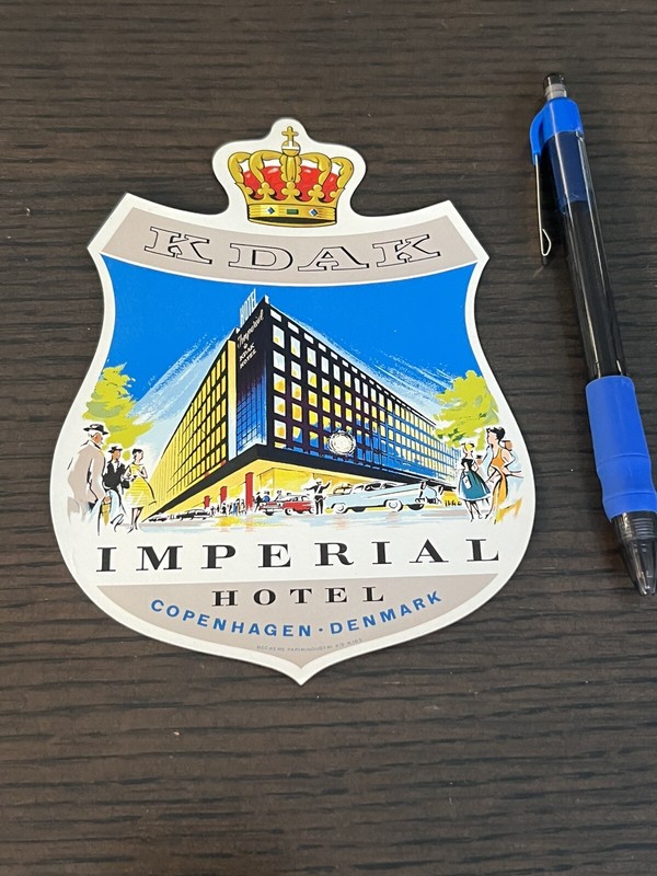 Vintage Travel Label: 🏷️ Imperial Hotel DE N M A R K  1950s (Mint)