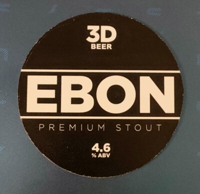 3D BEER.COM BRAUEREI EBON PREMIUM STOUT ALE BIERPUMPE GRIFF CLIP ABZEICHEN 4,6 % ABV