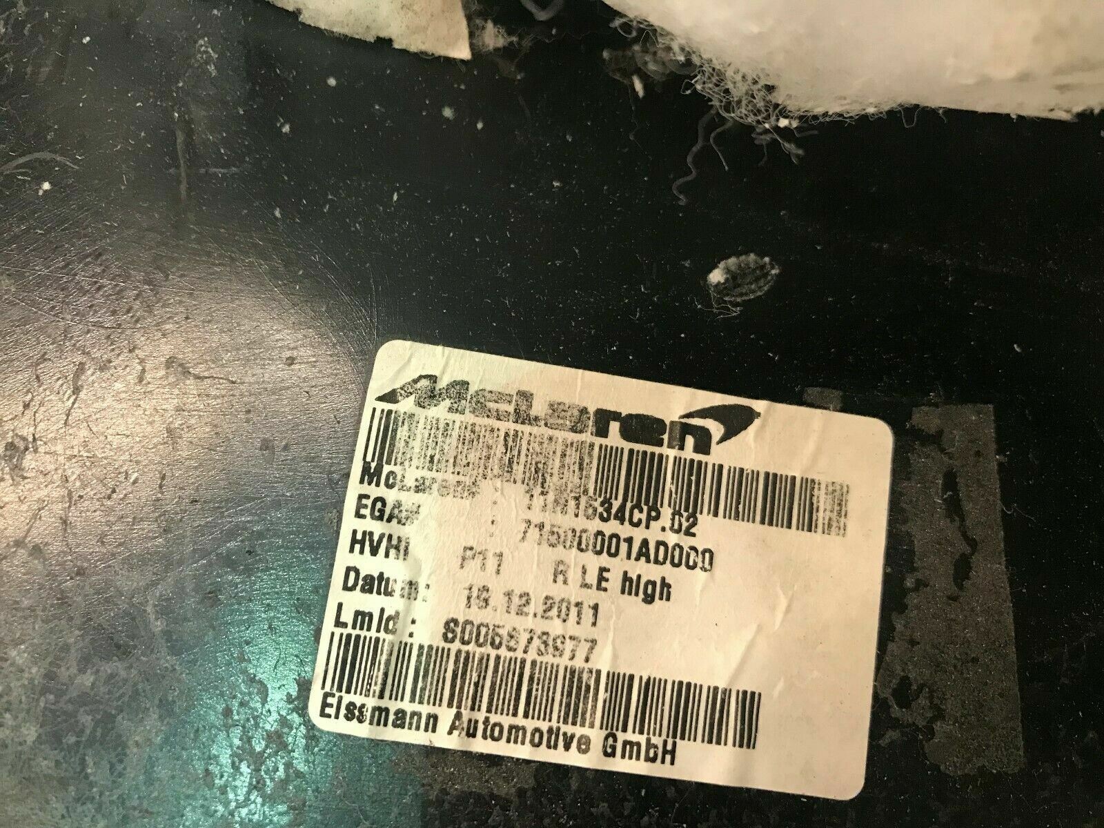 MCLAREN MP4-12C INTERIOR LEATHER SPEAKER GRILL PILLAR OEM 11N1634CP.02 11N1634CP