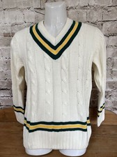 Vintage GM Cricket V Neck Cable Knit Jumper Youth Large Boys 30/32 Gunn & Moore