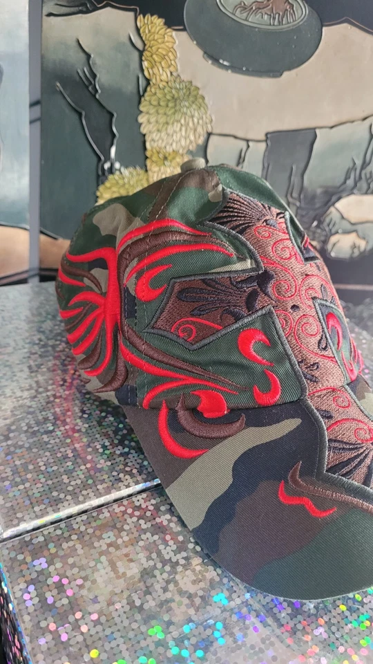 M&F Western Products Sulphur Springs TX Camo Red Cross Fitted Flex Cap Hat - Image 3 of 4