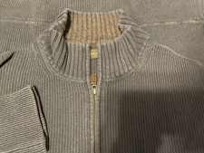 EDDIE BAUER SIGNATURE COTTON QUARTER ZIP MEN'S FADED BLUE SWEATER SMALL EUC