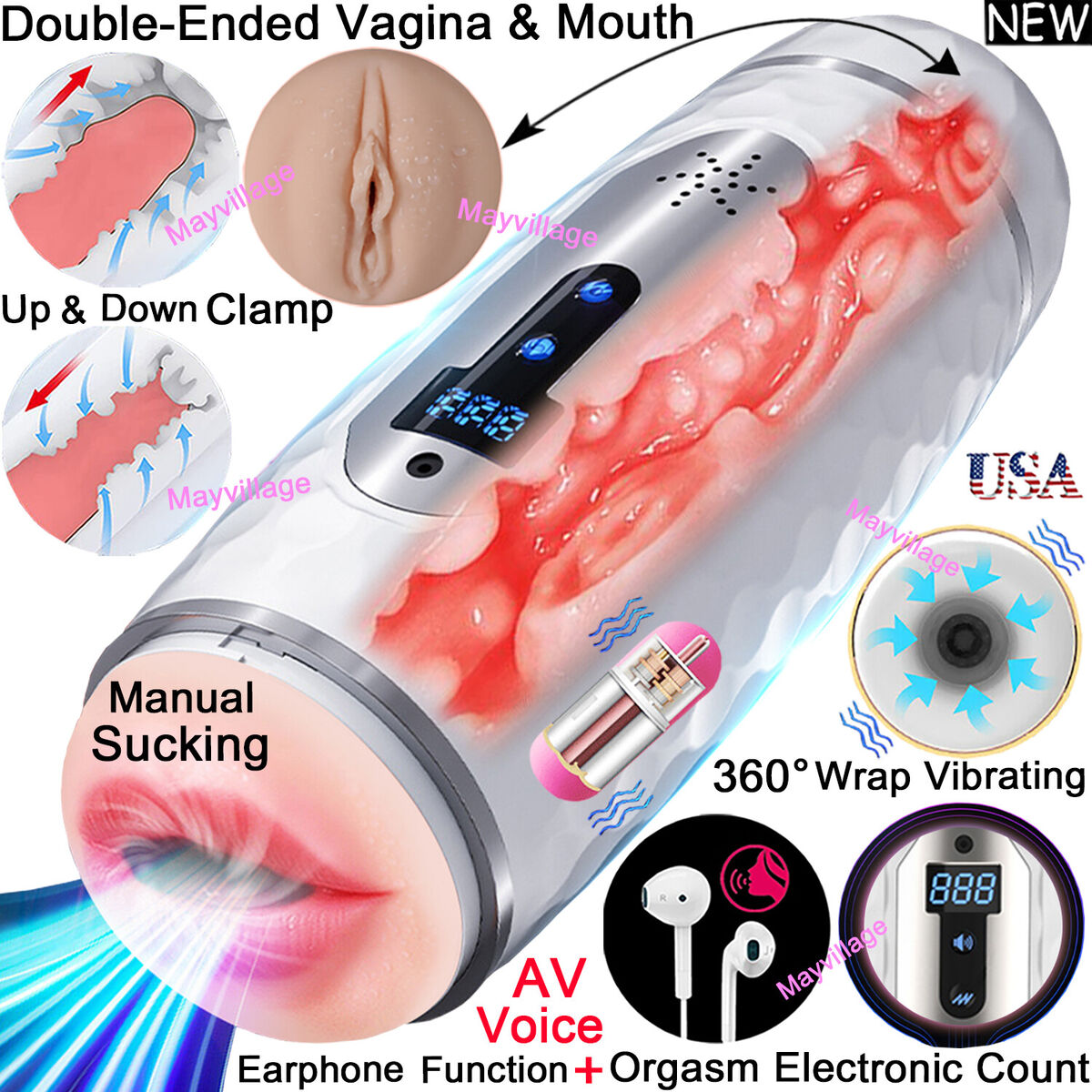 Automatic HandsFree Male Masturbaters Telescopic Cup Sucking Stroker Men Sex Toy eBay image