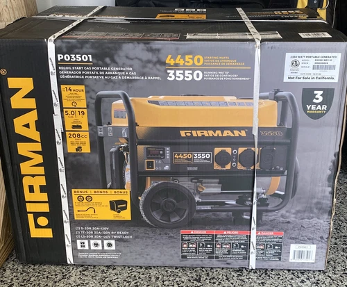 Firman 3550W Running / 4450W Peak Gasoline Powered Generator 