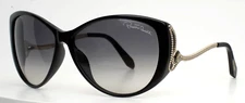 ROBERTO CAVALLI Kandooma 741S 01B Black Womens Semi Cat Eye Gradient Sunglasses