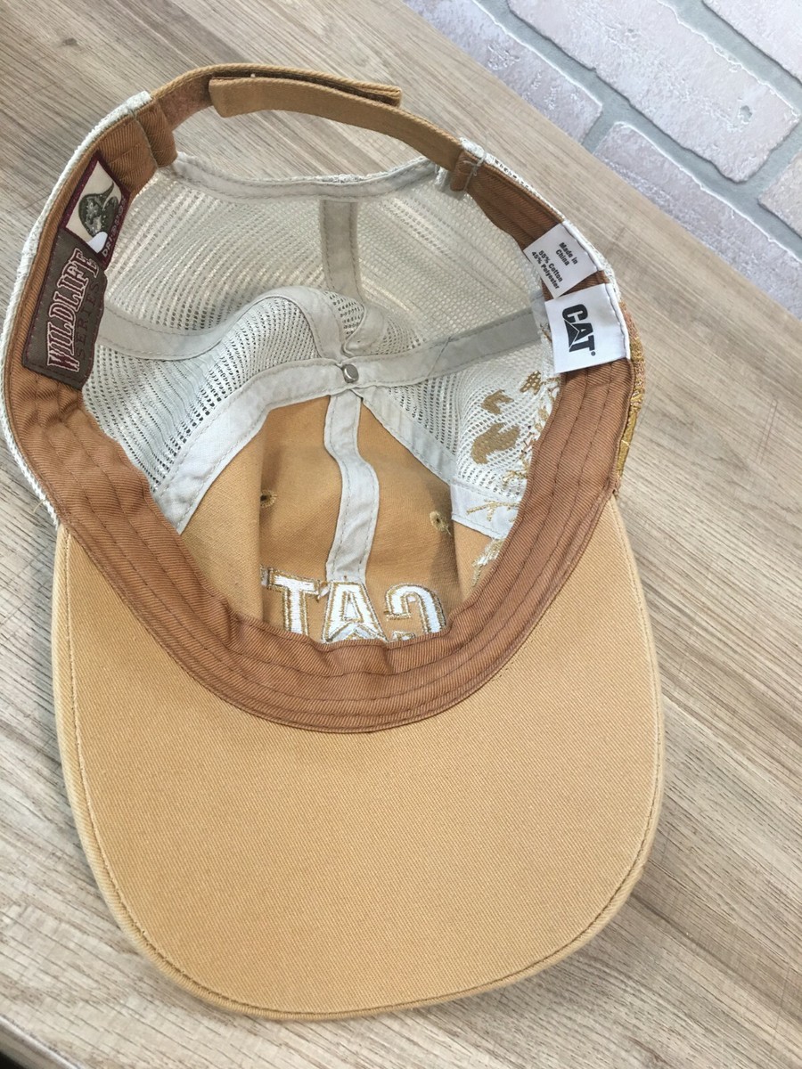Caterpillar CAT Tan Snapback Embroidered w/Hunting Dog Scene Mesh