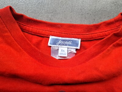 T-shirt Fille Jacadi 2 Ans (88cm) - Blanc Avec Motif Tour Eiffel Rouge - Neuf Avec étiquettes
