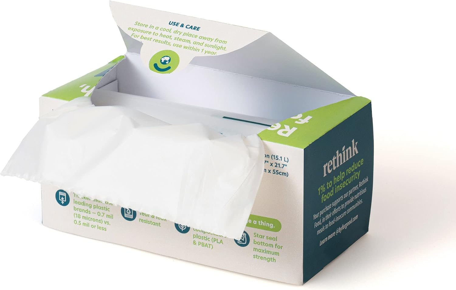 Compostable 4 Gallon Small Biodegradable Bin Liner – Extra Strong, Tear and Leak