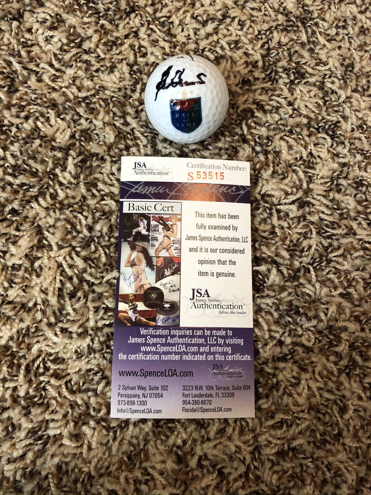 Ben Crenshaw Autographed Signed HALL OF FAME GOLF BALL RARE JSA MASTERS WINNER 