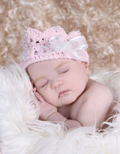Newborn Baby Girl Crochet Headband Tiara in Pink with Pearls ANY AGE photography