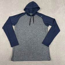 SODO Men's Premium Performance Pullover Hoodie Size L Heather Gray/Blue Gym