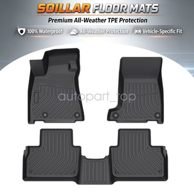 TPE Front & 2nd Row Floor Mats Liner Cover For 2019 2020 Maserati Levante Black