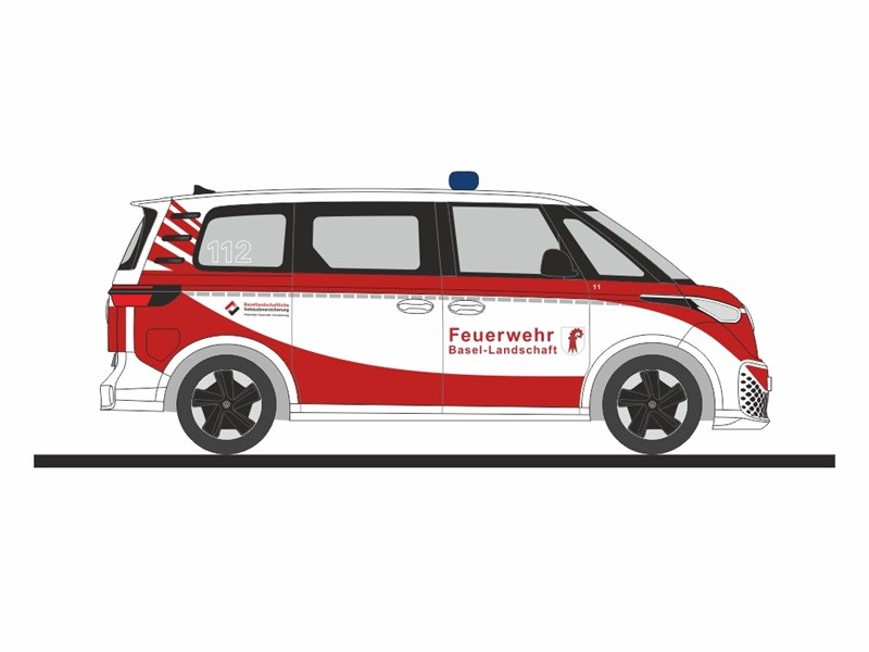 Rietze 51407 - 1/87 Volkswagen Id.buzz People Fire Brigade Basel-Landschaft (Ch)