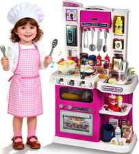 Kids Kitchen Playset, 31.1'' Play Kitchen for Toddlers 1-3 with Steam, Sound L
