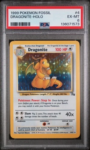 Dragonite Holo Pokemon Fossil 4/62 PSA 6