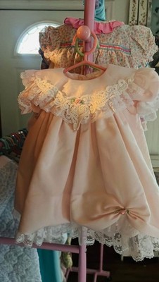 Elegant Vintage Ruffle Pink Baby Girl Dress 2 Piece Set