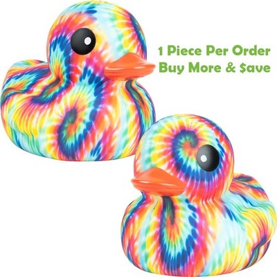 Spiral Tie Dyed Print Rubber Ducky 6in - Jeep Ducking - FAST US Shipper