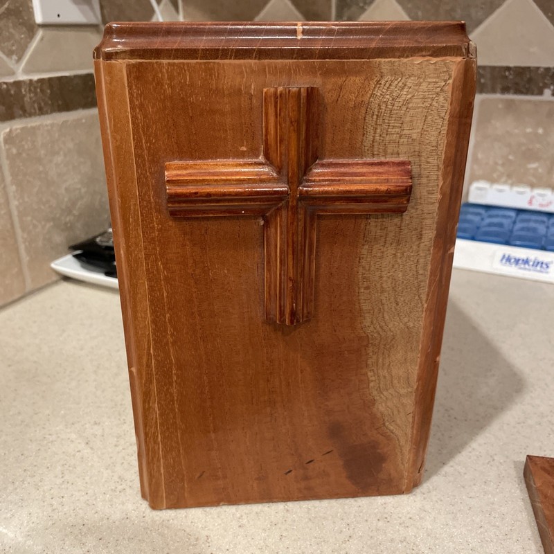 Large/Adult 225 Cubic Inch Walnut Cross Handcrafted Wood Funeral Cremation Urn