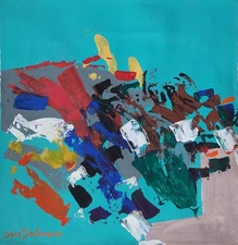 Syd Solomon Signed Abstract Expressionist Oil Painting on Canvas - American Art