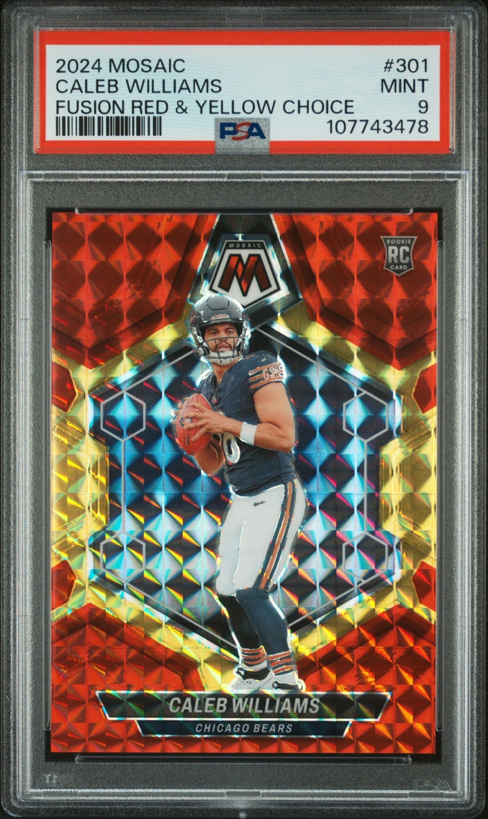 2024 Caleb Williams RC SP /80 Panini Mosaic Fusion Choice Prizm PSA 9 POP 6, 0^ view 4