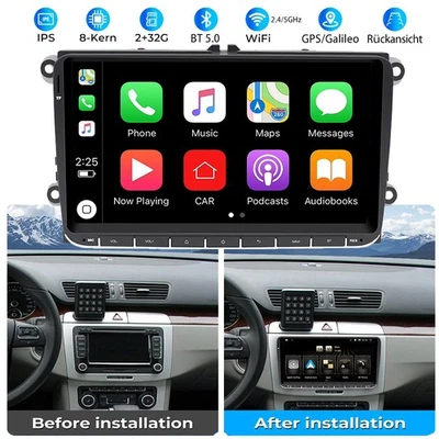 GPS Android14 CarPlay DAB RDS DSP für VW GOLF 5 6 Touran Tiguan Polo Autoradio - Bild 1 von 4