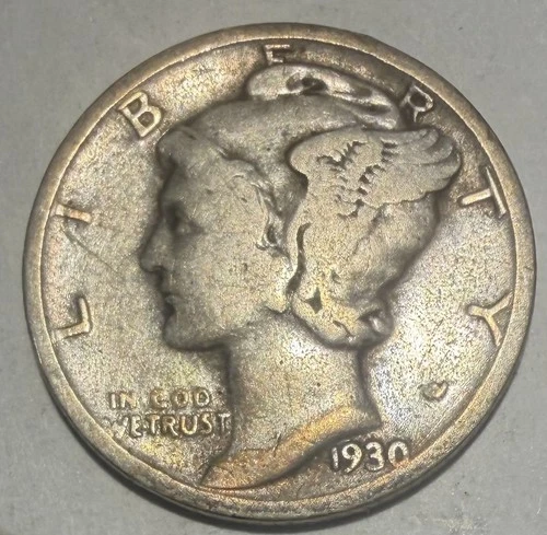 1930 P Mercury Dime circulated 90% Silver Fine F