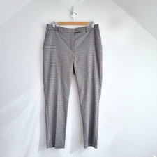 M&S The Mia Trousers Slim Check UK 14 Tailored Tapered Leg Office Workwear Ivory