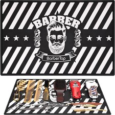 Barber Clipper Mat, Rubber Scissors Salon 17.72 x 11.81 inches, Black