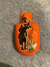 Vintage Halloween Kirchhof Tin Noisemaker Witch Pumpkin Fire Clicker WORKS