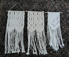 Set Of 3 Macrame Wall Hanging Cream  Off-White Color Boho Style