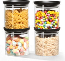 Barattoli Con Coperchio, 4X 600 Ml Barattoli per Spezie, Contenitori in Vetro Co