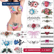 20 Sheets Flower Butterfly Lace Temporary Tattoos, Large Floral Waterproof Body