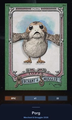 Porg - Green Epic Topps Star Wars Card Trader Merchant & Smuggler 2026